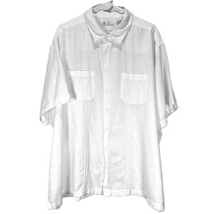 Cafe Luna Men's 3XL White Linen Blend Short Sleeve Button Up Shirt